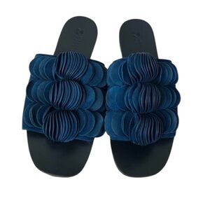 MERCEDES CASTILLO Delphia Navy Blue Suede Sandals/Slip-On’s Size 7.5 in GUC